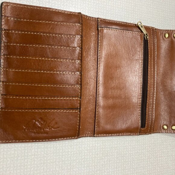 EUC Patricia Nash Leather Clutch or Large Wallet in Wavy Stripes & Studs Design - Picture 6 of 6